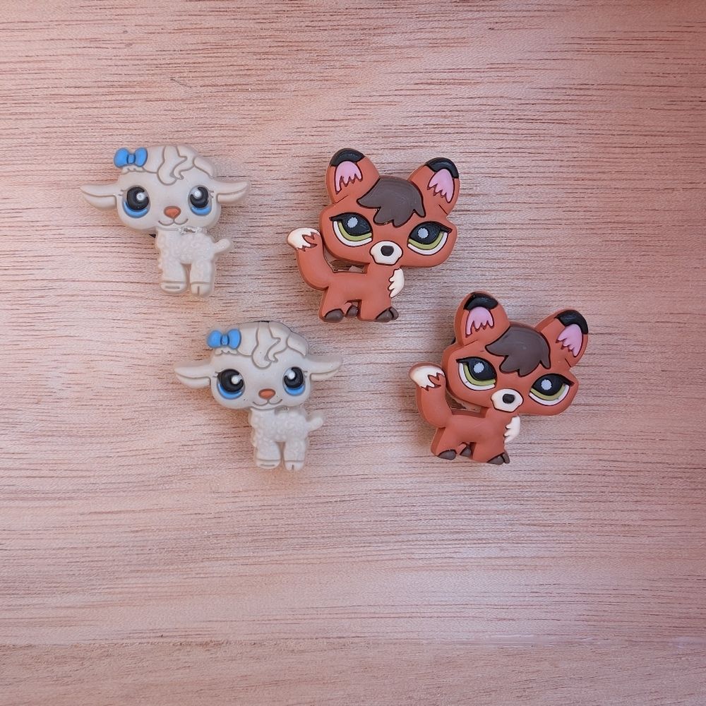 Qty 4! Shoe charms for Crocs Clogs - LPS Lamb & Fox NEW